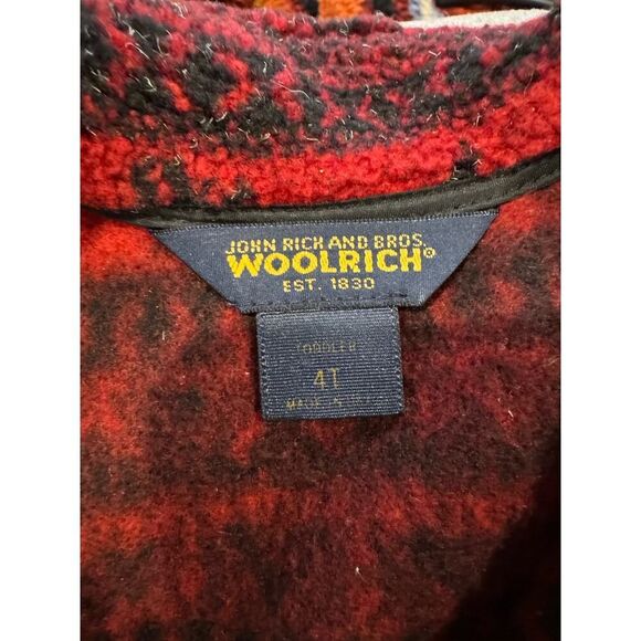 Woolrich Boy's Size 4T Moose Fleece Sleeveless Full Zip Collared Vest Red/Black - Picture 3 of 3